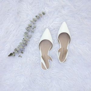 White pointed toe flats